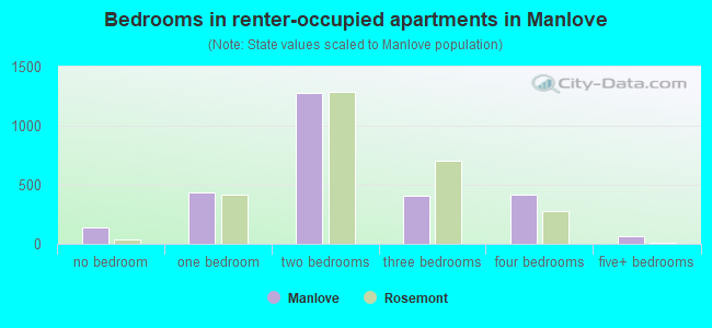 Bedrooms in renter-occupied apartments in Manlove