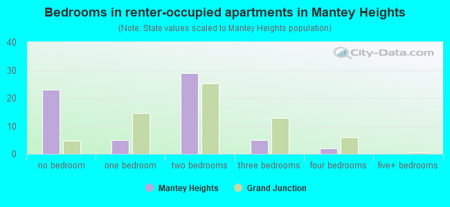 Bedrooms in renter-occupied apartments in Mantey Heights