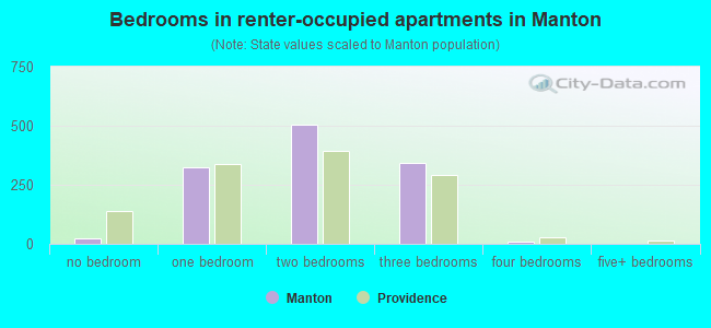 Bedrooms in renter-occupied apartments in Manton