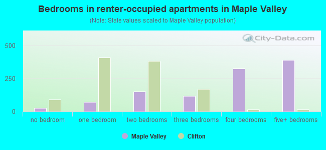 Bedrooms in renter-occupied apartments in Maple Valley