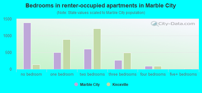 Bedrooms in renter-occupied apartments in Marble City