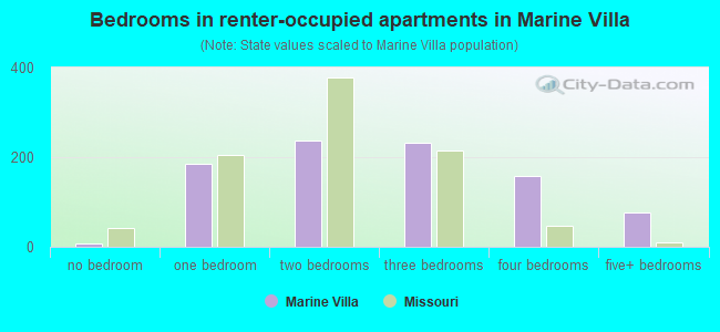 Bedrooms in renter-occupied apartments in Marine Villa