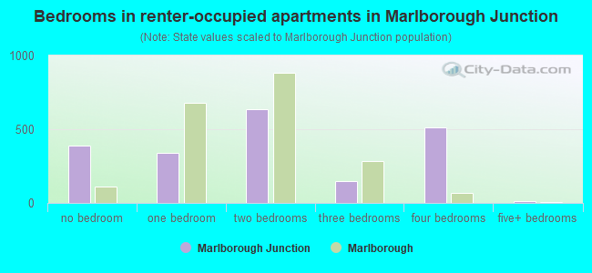 Bedrooms in renter-occupied apartments in Marlborough Junction