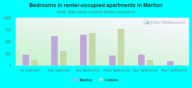 Bedrooms in renter-occupied apartments in Marlton