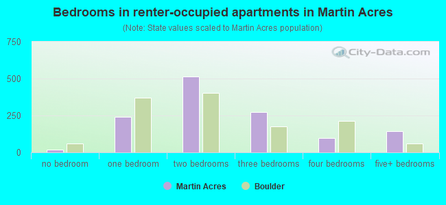Bedrooms in renter-occupied apartments in Martin Acres
