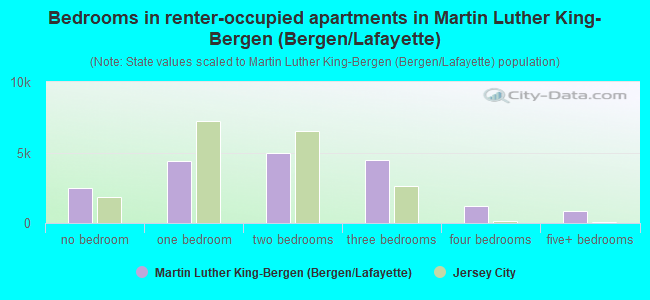 Bedrooms in renter-occupied apartments in Martin Luther King-Bergen (Bergen/Lafayette)