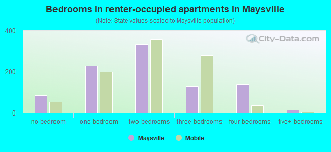 Bedrooms in renter-occupied apartments in Maysville