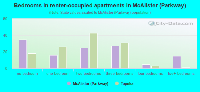 Bedrooms in renter-occupied apartments in McAlister (Parkway)