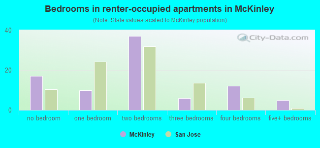Bedrooms in renter-occupied apartments in McKinley