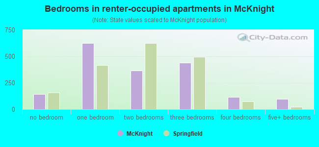 Bedrooms in renter-occupied apartments in McKnight