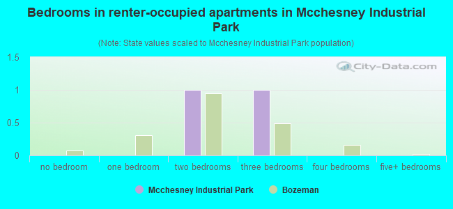 Bedrooms in renter-occupied apartments in Mcchesney Industrial Park