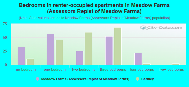 Bedrooms in renter-occupied apartments in Meadow Farms (Assessors Replat of Meadow Farms)
