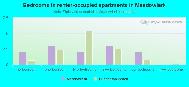 Bedrooms in renter-occupied apartments in Meadowlark