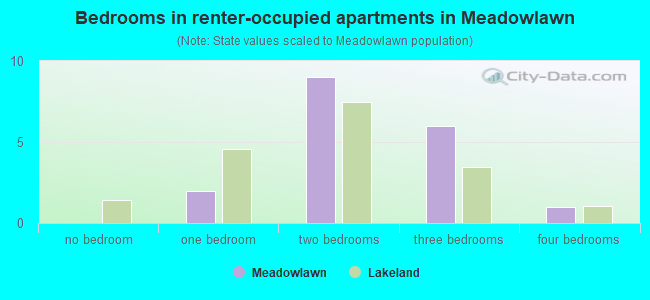 Bedrooms in renter-occupied apartments in Meadowlawn