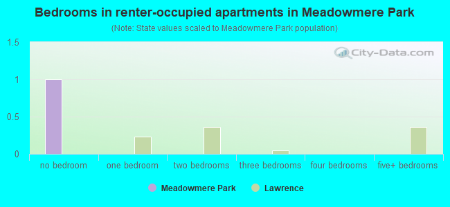 Bedrooms in renter-occupied apartments in Meadowmere Park