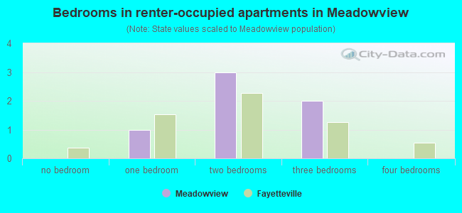 Bedrooms in renter-occupied apartments in Meadowview