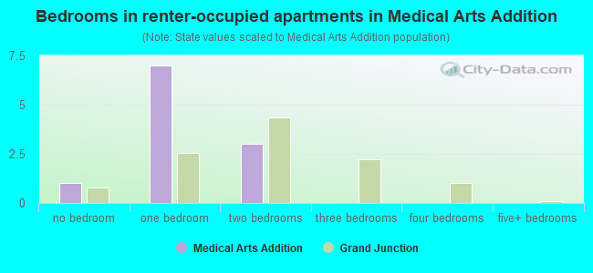 Bedrooms in renter-occupied apartments in Medical Arts Addition
