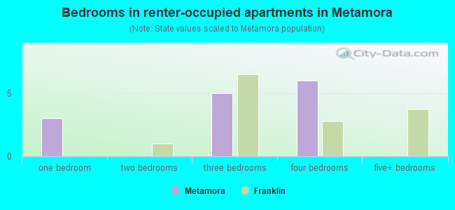 Bedrooms in renter-occupied apartments in Metamora