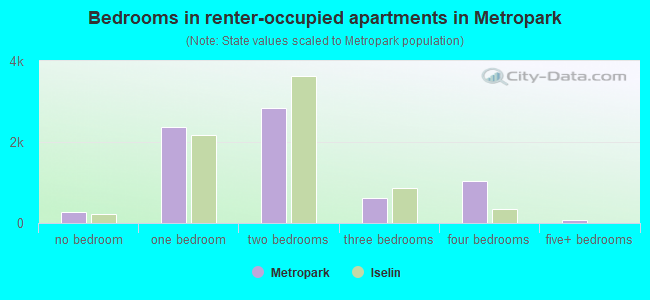 Bedrooms in renter-occupied apartments in Metropark