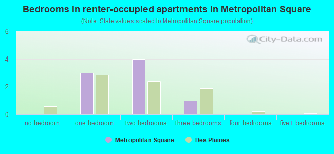 Bedrooms in renter-occupied apartments in Metropolitan Square