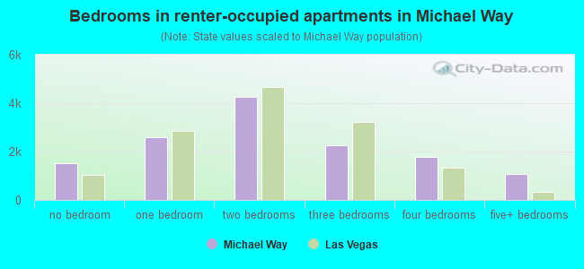 Bedrooms in renter-occupied apartments in Michael Way