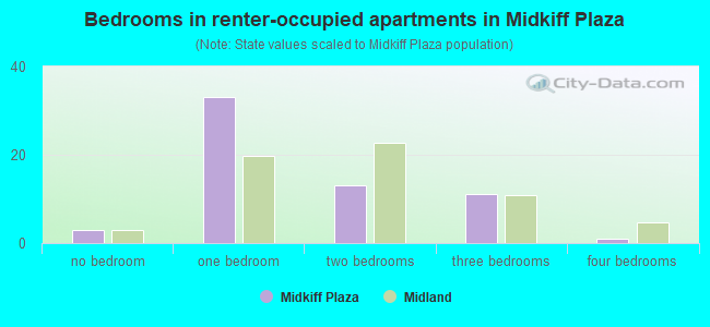 Bedrooms in renter-occupied apartments in Midkiff Plaza