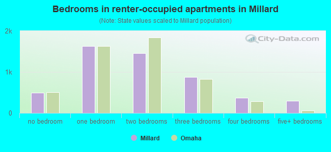 Bedrooms in renter-occupied apartments in Millard