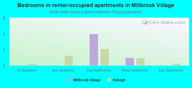 Bedrooms in renter-occupied apartments in Millbrook Village
