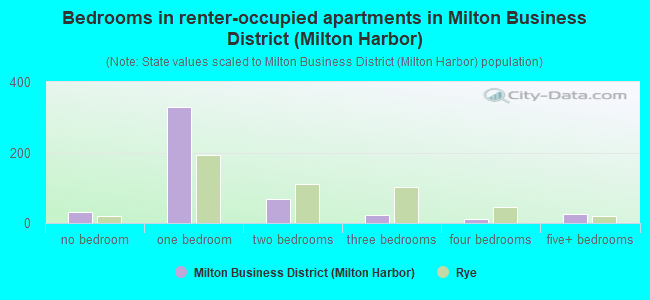 Bedrooms in renter-occupied apartments in Milton Business District (Milton Harbor)
