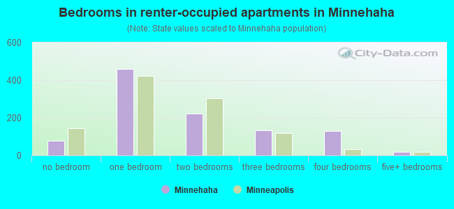 Bedrooms in renter-occupied apartments in Minnehaha