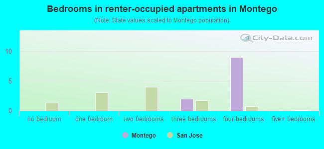 Bedrooms in renter-occupied apartments in Montego