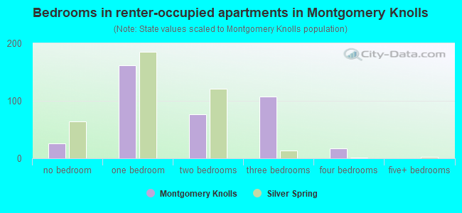Bedrooms in renter-occupied apartments in Montgomery Knolls