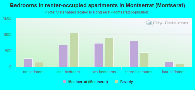Bedrooms in renter-occupied apartments in Montserrat (Montserat)