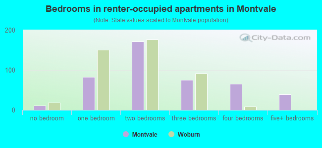 Bedrooms in renter-occupied apartments in Montvale