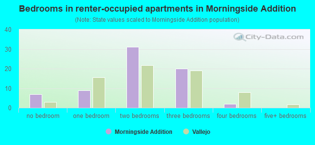 Bedrooms in renter-occupied apartments in Morningside Addition