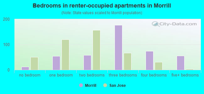 Bedrooms in renter-occupied apartments in Morrill
