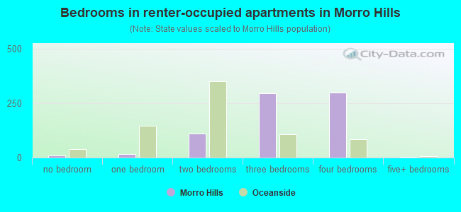 Bedrooms in renter-occupied apartments in Morro Hills