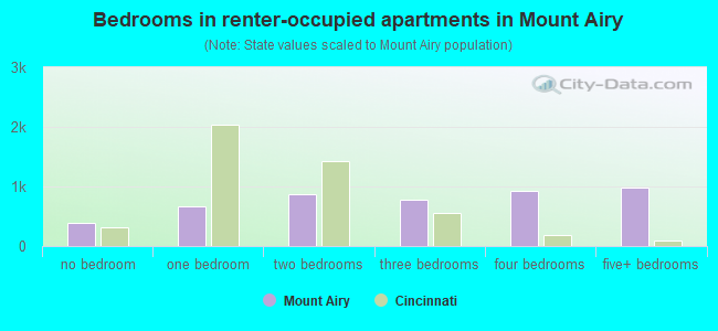Bedrooms in renter-occupied apartments in Mount Airy