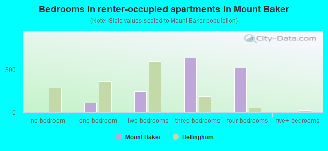 Bedrooms in renter-occupied apartments in Mount Baker