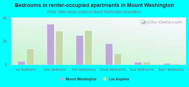 Bedrooms in renter-occupied apartments in Mount Washington