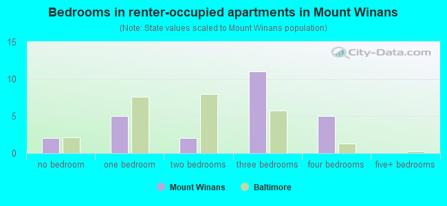 Bedrooms in renter-occupied apartments in Mount Winans