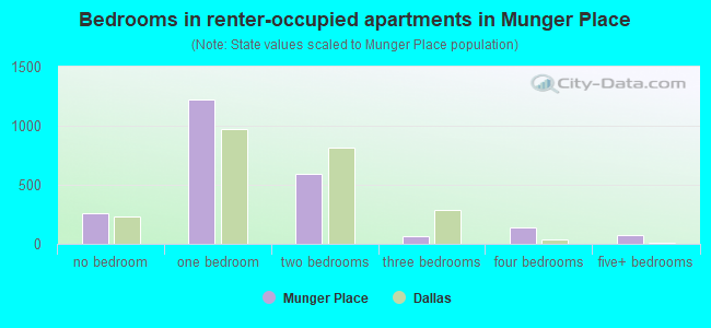 Bedrooms in renter-occupied apartments in Munger Place