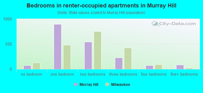 Bedrooms in renter-occupied apartments in Murray Hill