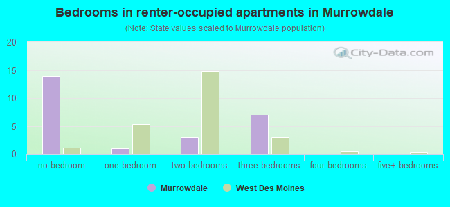 Bedrooms in renter-occupied apartments in Murrowdale