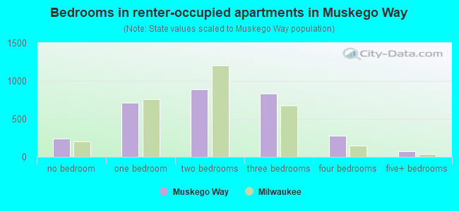 Bedrooms in renter-occupied apartments in Muskego Way