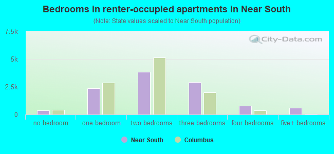 Bedrooms in renter-occupied apartments in Near South