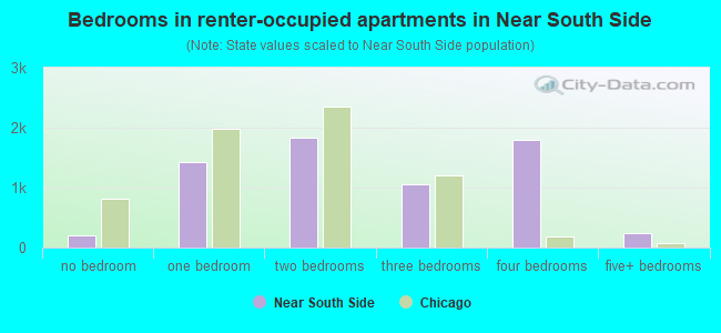 Bedrooms in renter-occupied apartments in Near South Side