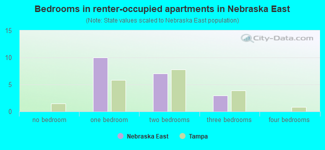 Bedrooms in renter-occupied apartments in Nebraska East