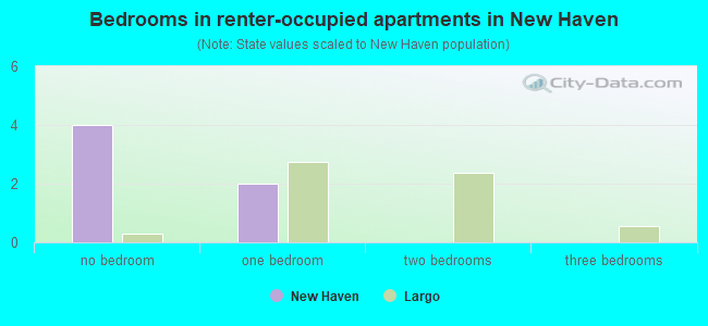 Bedrooms in renter-occupied apartments in New Haven