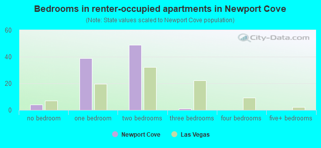 Bedrooms in renter-occupied apartments in Newport Cove